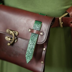 Leather belt bag Medieval pouch hip bag for LARP Elven Druid Steampunk druid accessories ren faire image 3