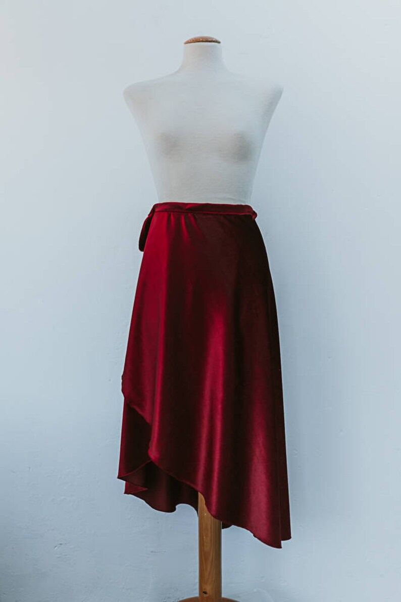 Wrap skirt red velvet vintage adjustable bourgundy long skirt Etsy