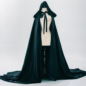 Black Cloak Dark Satin Cape With Hood - Etsy