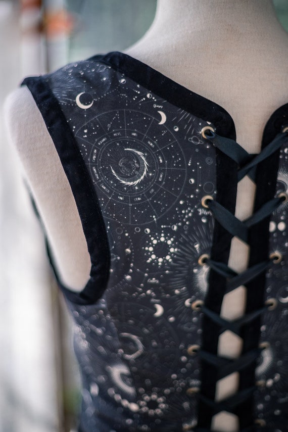 Astrology Corset Bodice, Stars Renaissance Corset Celestial