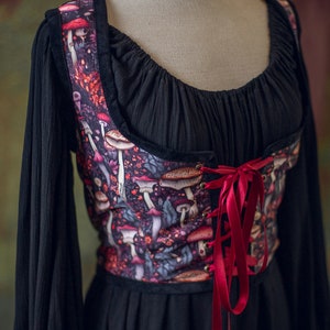 Mushrooms corset - Dark cottagecore Renaissance Bodice  corset vest, Wench regency Cottage Witch