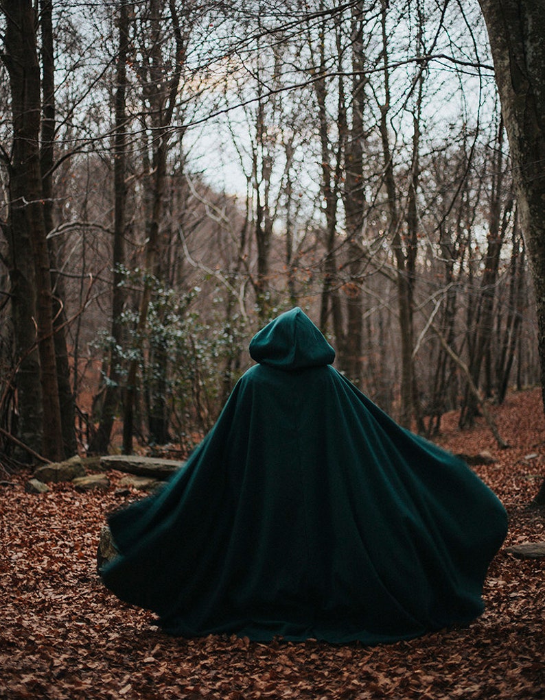 Green Vegan Wool Druid Cape Hooded Cloak Elven Costume Cloth - Etsy UK