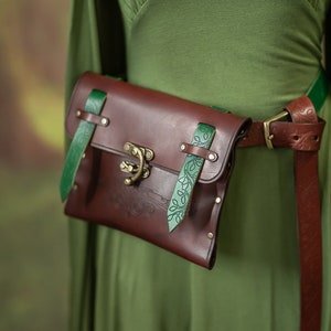 Leather belt bag Medieval pouch hip bag for LARP Elven Druid Steampunk druid accessories ren faire image 6