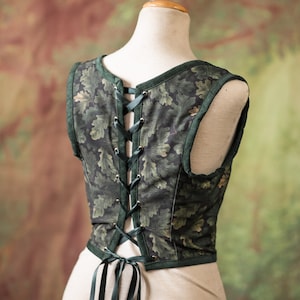 Renaissance bodice, Oak leaves cottagecore style corset vest, Druid dnd Wench regency steampunk imagem 5