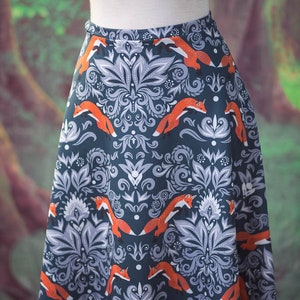 Fox Skirt in William Morris style Cottage Forest lover inspired skater skirt image 6