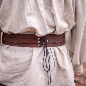 Cinturón de cuero de elfo con hojas en marrón, cuero de cinturón de corsé ajustable LARP druida elfo apuesta imagen 7