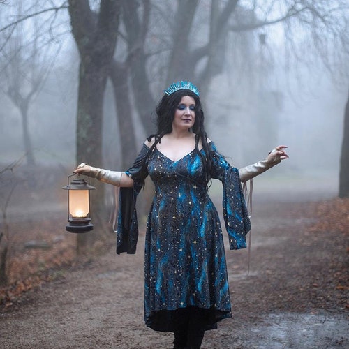 witchy dress Witchy Celestial Asymmetrical Pixie Dress Blue / Large/XLarge