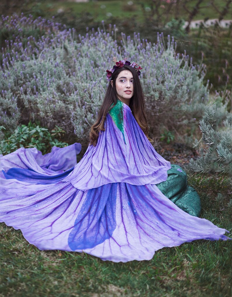 Flower cape floral cloak Violet Petunia scarf shawl purple lavender poncho convertible skirt image 1
