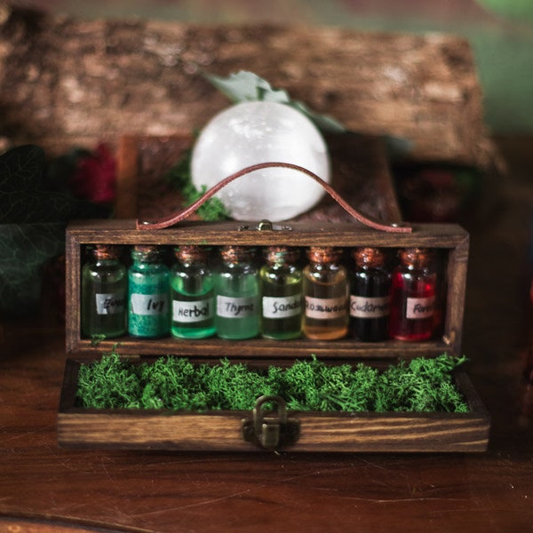 Essencial Oil Set - Forest Scents Gift Box - Sandalwood Thyme Cedarwood Ivy Herbal Rosewood - Magic Potion
