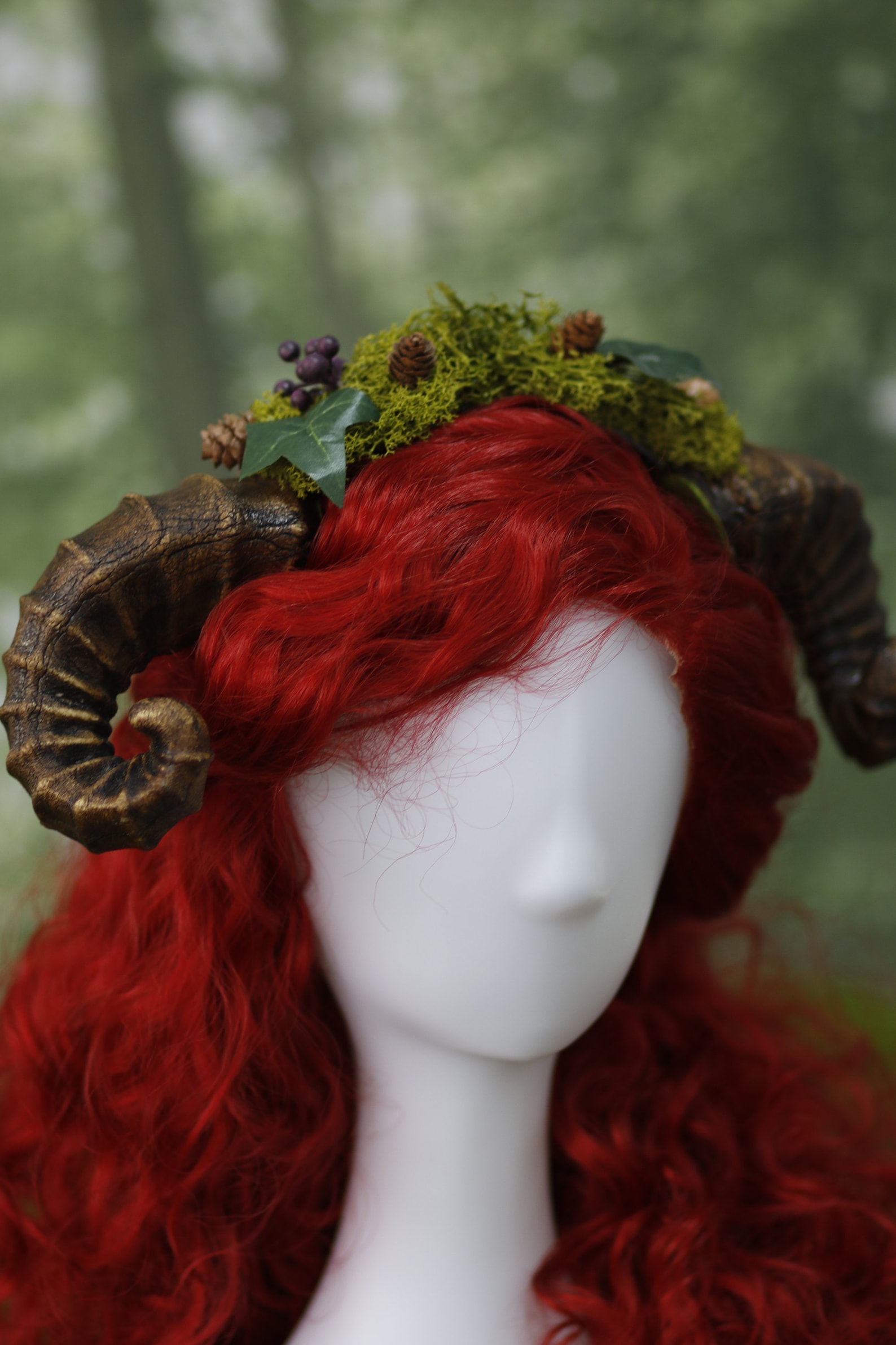 Faun Horns Headdress Druid Ram Horn Headband Woodland Cosplay Etsy