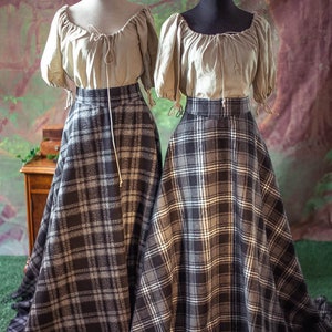 Tartan Skirt in dark grey Outlander inspired historical scottish Edwardian tartan maxi skirt image 2