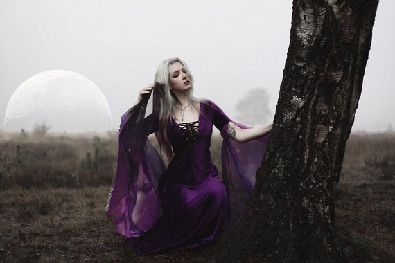 purple elven dress Purple Elf Fantasy Dress - Golden Rome Greek Goddess - Fairy Evening Dress