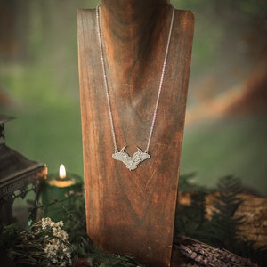 Owl and Moon Necklace Steel and Zamak Pendant Forest Creature jewelry Goblincore Pendant Real Jewelry necklace modern image 8