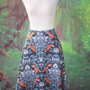 Fox Skirt in William Morris style Cottage Forest lover inspired skater skirt image 4