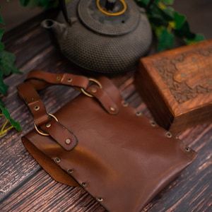 Leather belt bag Medieval pouch hip bag for LARP Alchemist Druid Steampunk druid accessories ren faire image 9