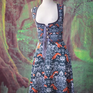 Fox Skirt in William Morris style Cottage Forest lover inspired skater skirt image 3