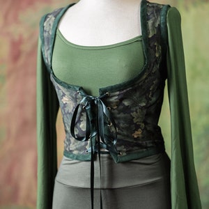 Renaissance bodice, Oak leaves cottagecore style corset vest, Druid dnd Wench regency steampunk imagem 2