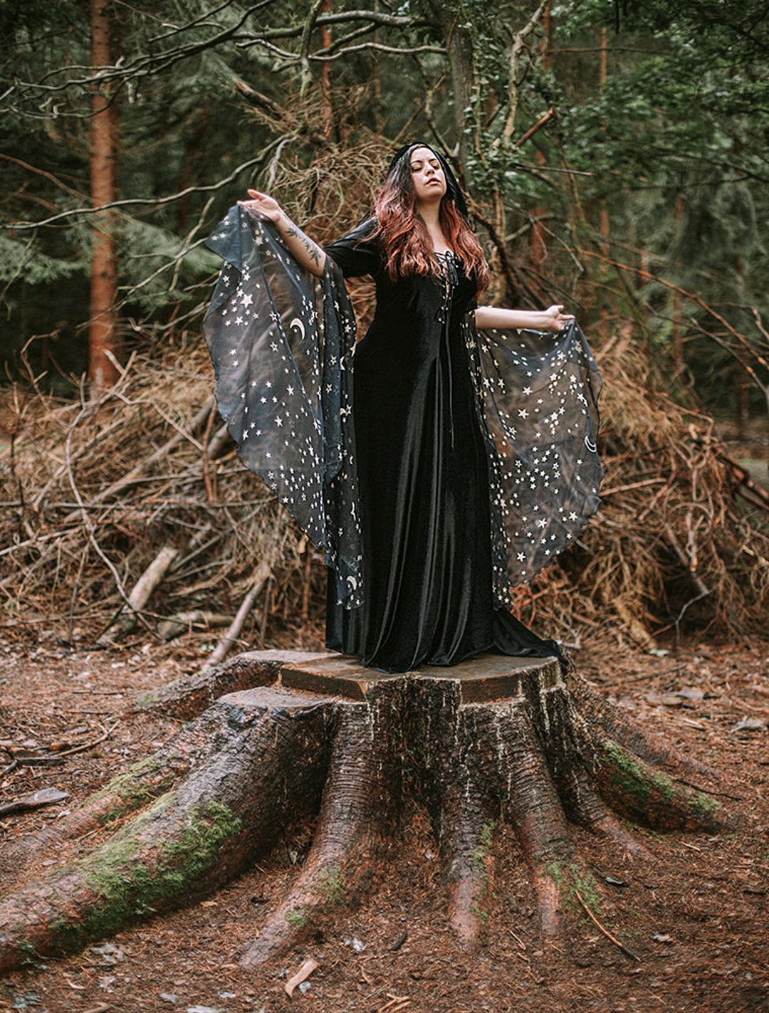 Vestido de traje de bruja negra vestido celta medieval vestido - Etsy ...