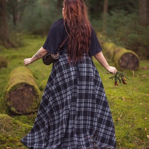 Tartan Skirt in dark grey Outlander inspired historical scottish Edwardian tartan maxi skirt image 7