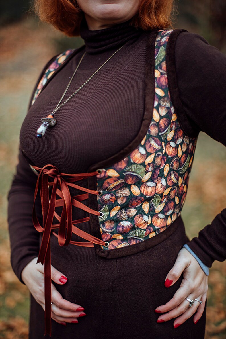 Hobbit Bodice Chestnuts Autumn Renaissance Corset Flowers - Etsy