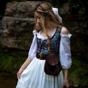 Fox bodice, William Morris style Renaissance corset flowers cottagecore style corset vest, Wench regency steampunk image 3