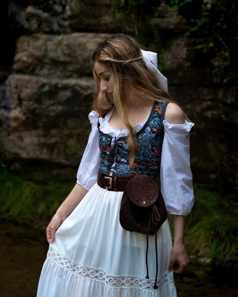 Fox bodice, William Morris style Renaissance corset flowers cottagecore style corset vest, Wench regency steampunk image 3
