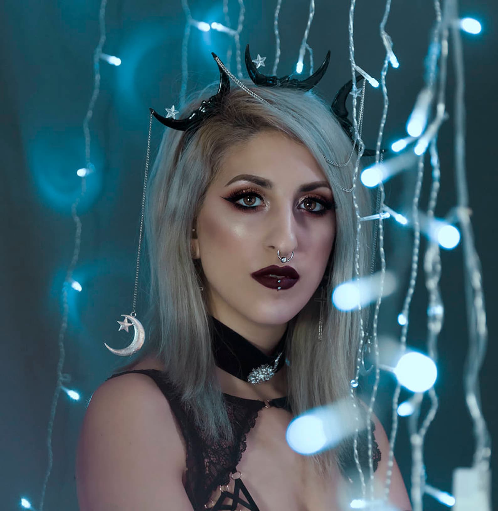 Crescent Moon Headpiece Moons Headband Moon Tiara Moon Chain Etsy