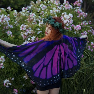 Purple Pink Butterfly Fairy cape cloak wings costume short small fantasy dance gothic lolita