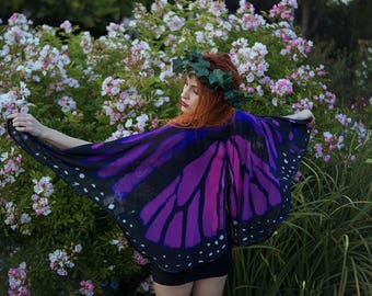 Purple Pink Butterfly Fairy cape cloak wings costume short small fantasy dance gothic lolita