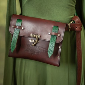 Leather belt bag Medieval pouch hip bag for LARP Elven Druid Steampunk druid accessories ren faire image 5