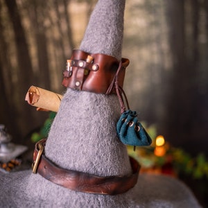 Alchemist witch hat adventurer larp magician forest wizard hat felted hat wool Halloween costume witch costume larp hat image 10