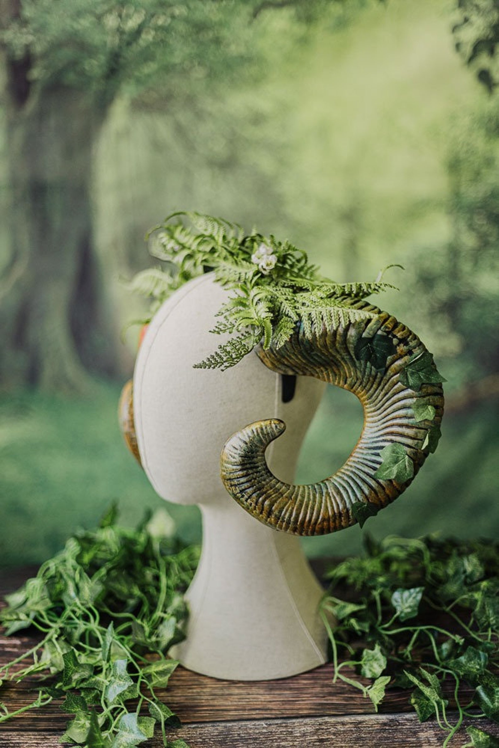 Faun Horns Cosplay Costume Ram Fairy Headpiece With Mushrooms Etsy