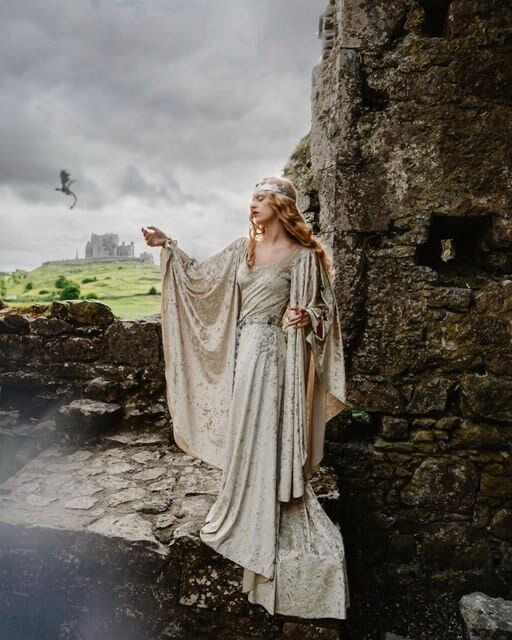 green and white polo dress The Lord of the Rings Galadriel Green Dress Movie Character Cosplay Co –  Cosplaysky.ca main image 0