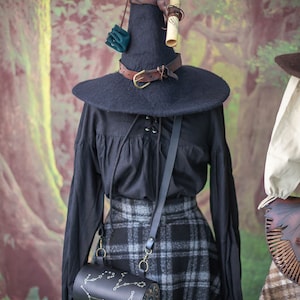 Tartan Skirt in dark grey Outlander inspired historical scottish Edwardian tartan maxi skirt image 9