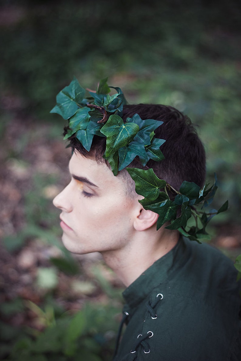 Ivy green leafs Flower crown tiara bridal circlet romanthic celtic image 2