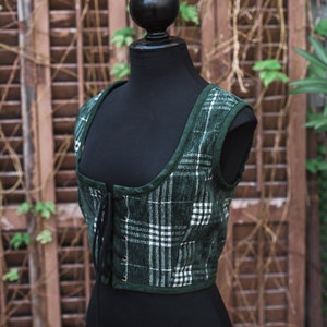 Tartan Green bodice, outlander cottagecore style  corset vest, Highlander Scottish  Wench regency steampunk