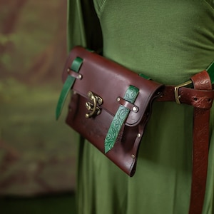Leather belt bag Medieval pouch hip bag for LARP Elven Druid Steampunk druid accessories ren faire image 2