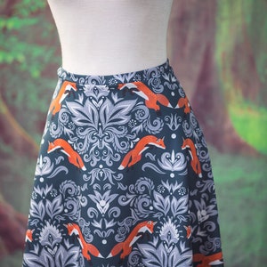 Fox Skirt in William Morris style Cottage Forest lover inspired skater skirt image 5