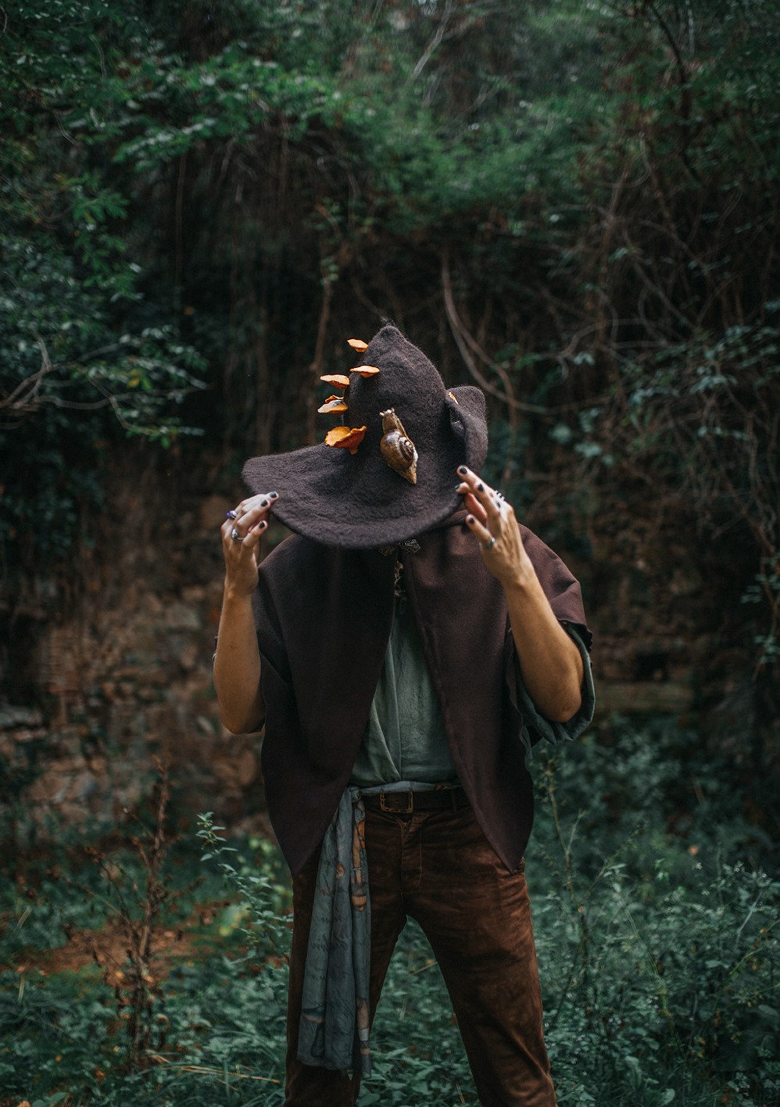 Forest Witch Hat With Mushrooms and a Snail Forest Wizard Hat - Etsy