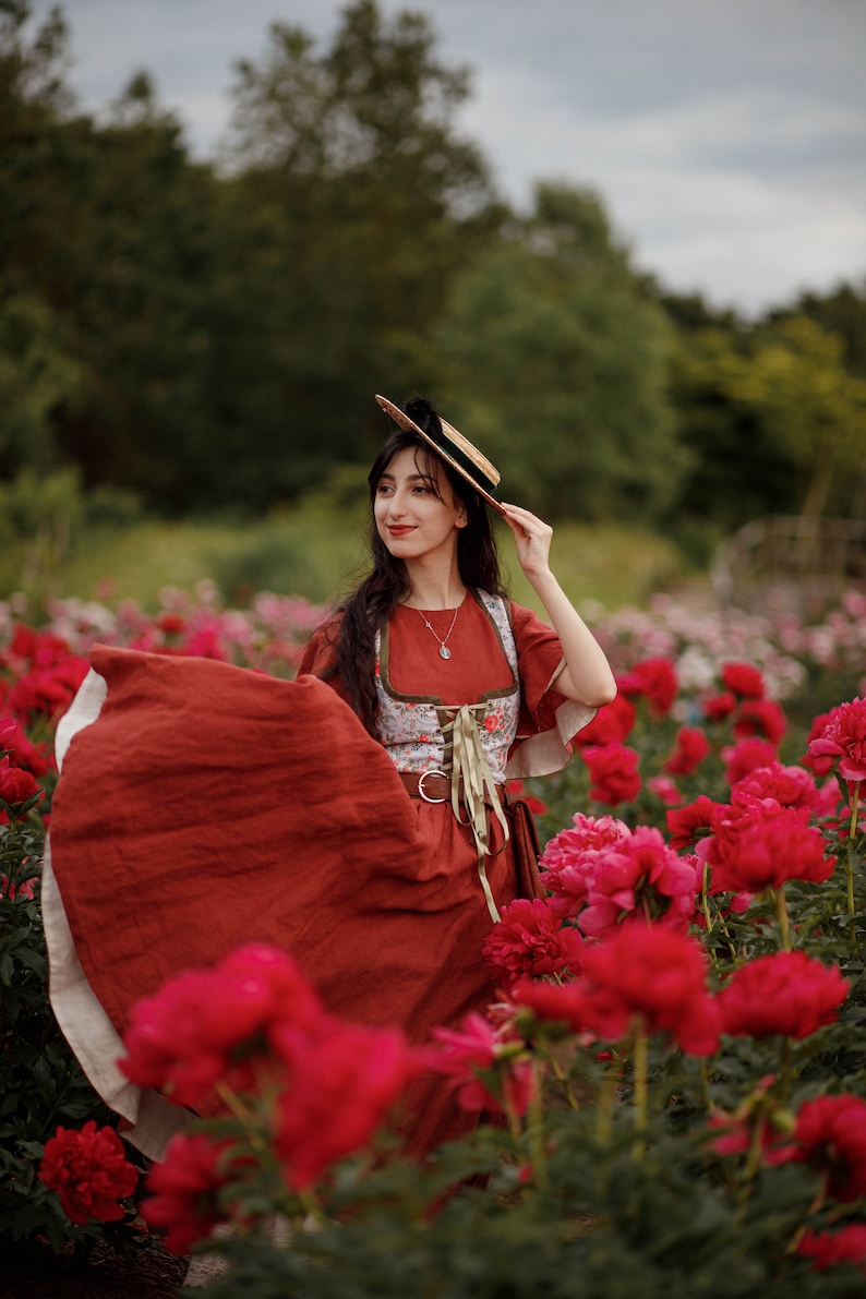 Hobbit bodice, Renaissance corset flowers cottagecore style corset vest, Wench regency steampunk image 5