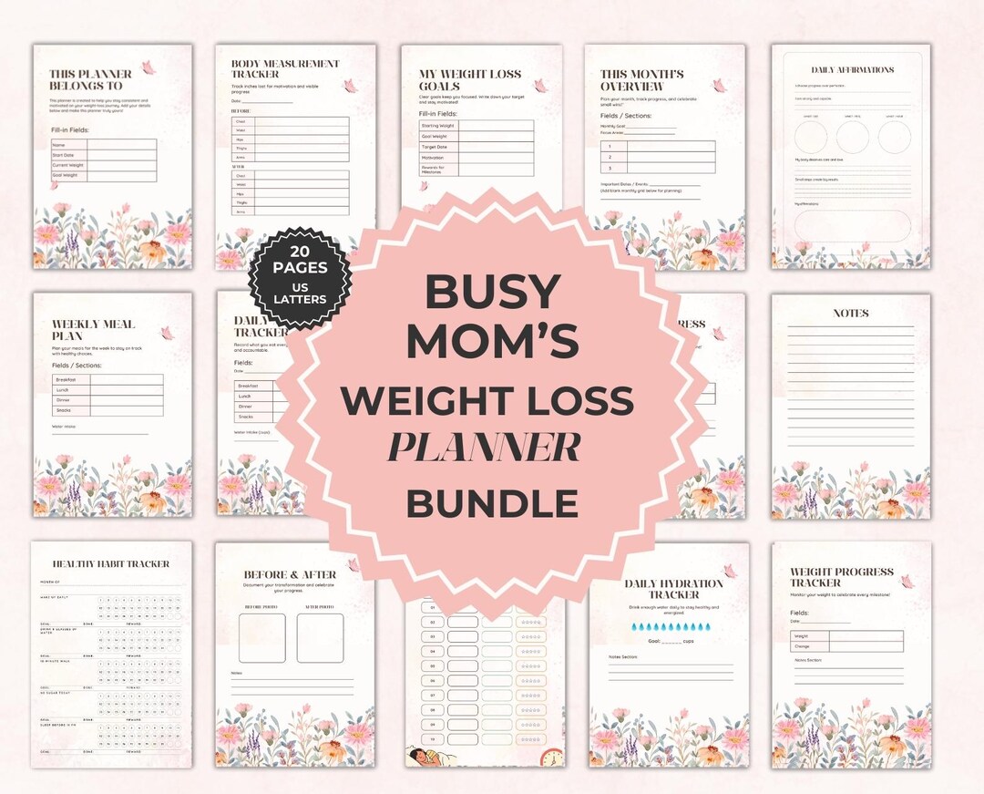Busy Mom Weight Loss Planner Printable | Fitness & Wellness Tracker PDF ...