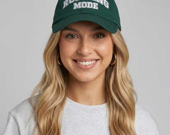 Running Mode Embroidered Baseball Cap | Varsity Logo Dad Hat for Runners