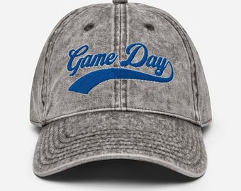 GameDay - Varsity Logo Embroidered Baseball Cap - Unisex Vintage Washed Cotton Twill Dad Hat