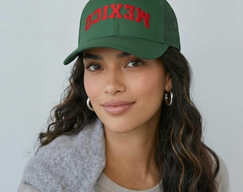Mexico - Upside Down 3D Puff Embroidered Trucker Cap - Unisex Classic Mesh Trucker hat