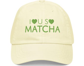 I Love You So Matcha - Women's Pastel Color Embroidered Baseball Cap