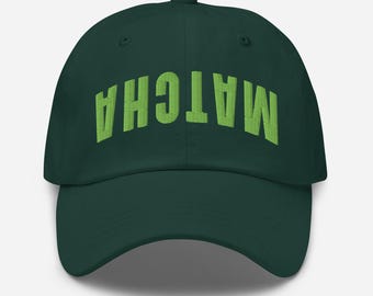Matcha 3D Puff Embroidered Baseball Cap – Women's Cotton Dat Hat