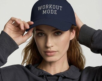 Workout Mode - 3D Puff Embroidered Gym Baseball Cat - Unisex Workout Hat