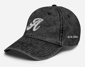Customized Initial Name Embroidered Baseball Cap - Unisex Vintage Wash Cotton Twill Cap