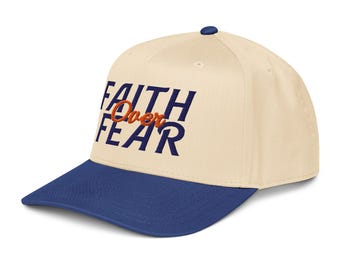 Faith Over Fear - Unisex Embroidered Trucker Cap - Two Tone Baseball Cap