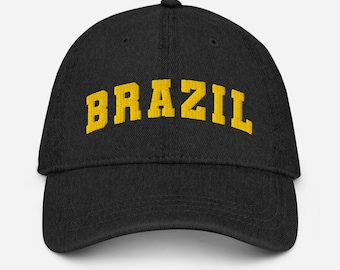 Brazil - Unisex 3D Puff Embroidered Dad Hat - Varsity Denim Baseball Cap